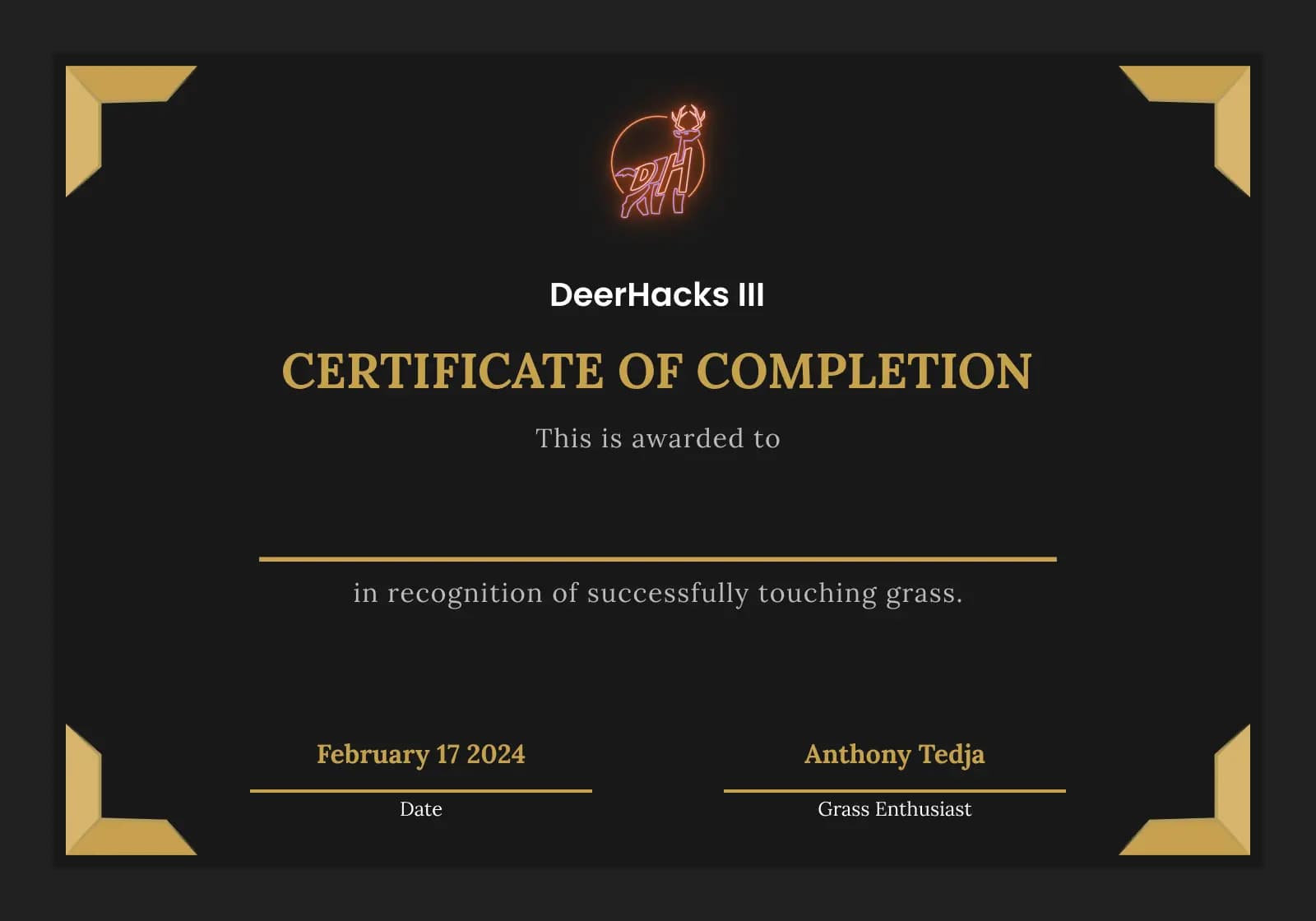 Touch Grass Certificate